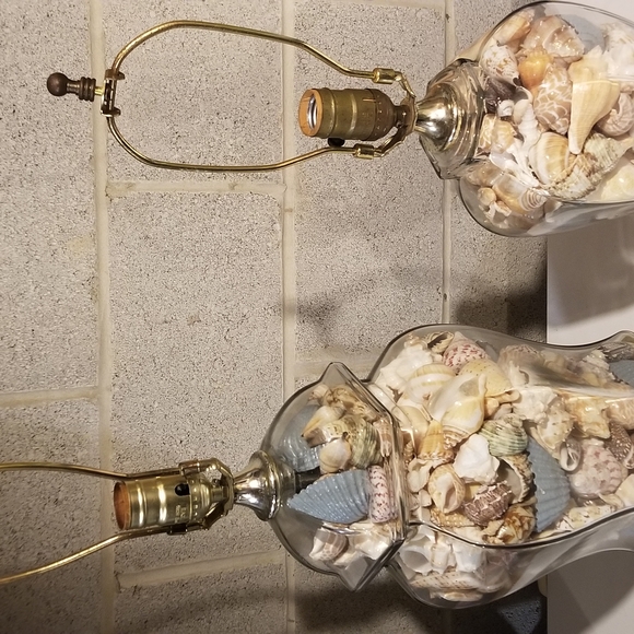 Shell-Filled Glass Table Lamp - Picture 2 of 6